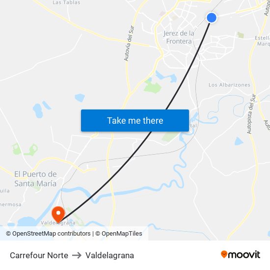 Carrefour Norte to Valdelagrana map