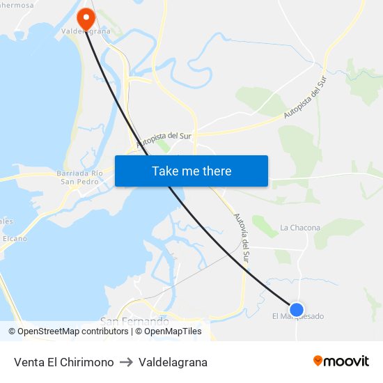 Venta El Chirimono to Valdelagrana map