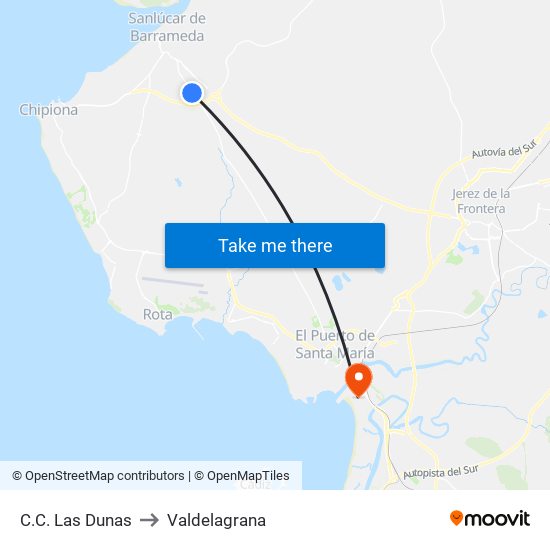 C.C. Las Dunas to Valdelagrana map
