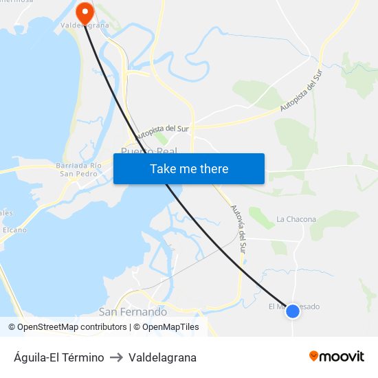 Águila-El Término to Valdelagrana map