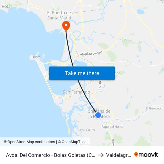 Avda. Del Comercio - Bolas Goletas (Chiclana) to Valdelagrana map