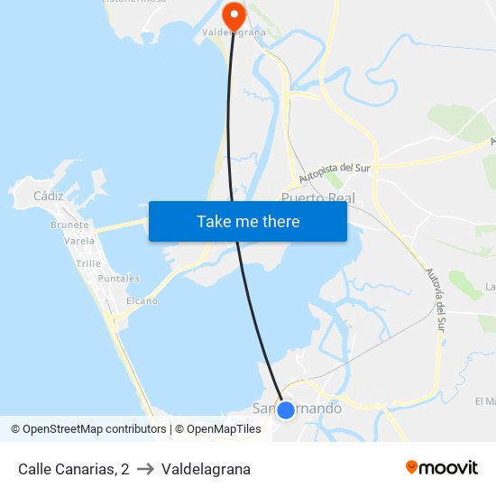 Calle Canarias, 2 to Valdelagrana map