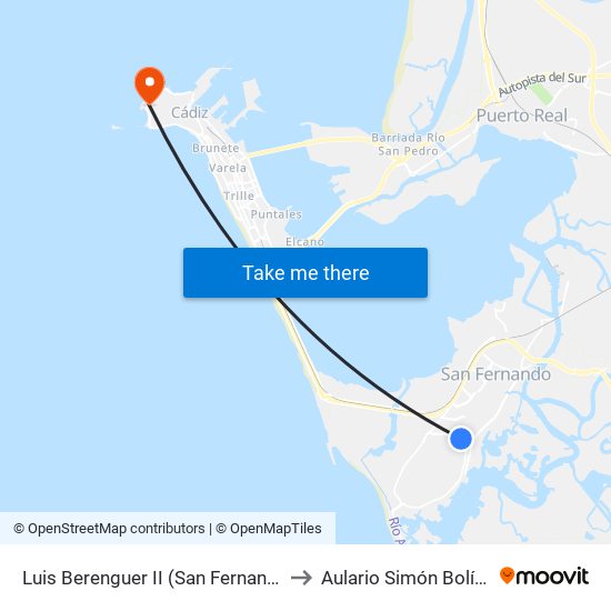 Luis Berenguer II (San Fernando) to Aulario Simón Bolívar map