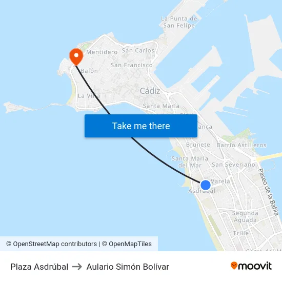 Plaza Asdrúbal to Aulario Simón Bolívar map