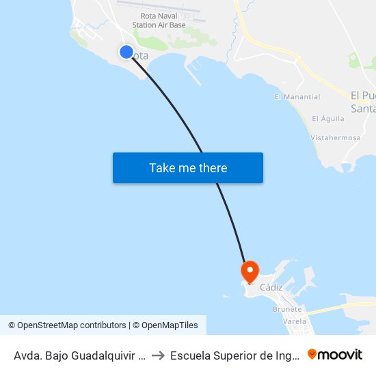 Avda. Bajo Guadalquivir (Rota) to Escuela Superior de Ingeniería map