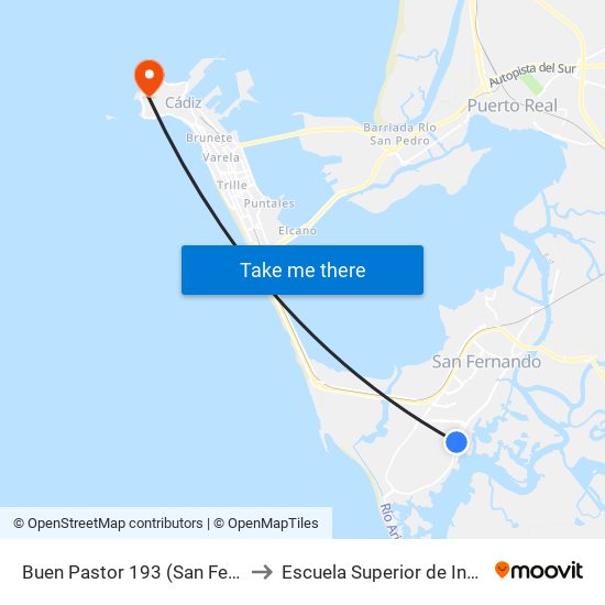 Buen Pastor 193 (San Fernando) to Escuela Superior de Ingeniería map