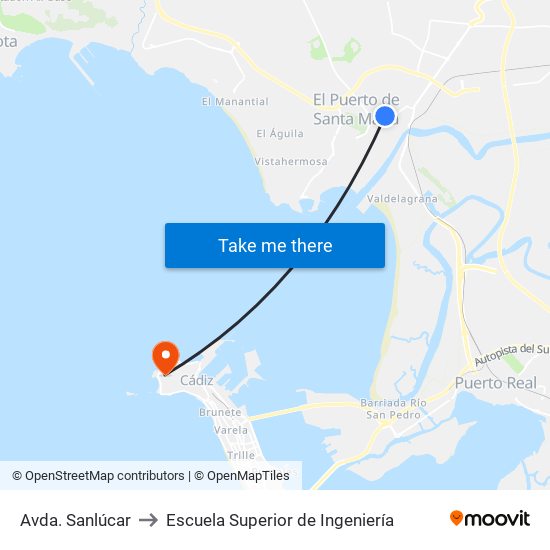 Avda. Sanlúcar to Escuela Superior de Ingeniería map