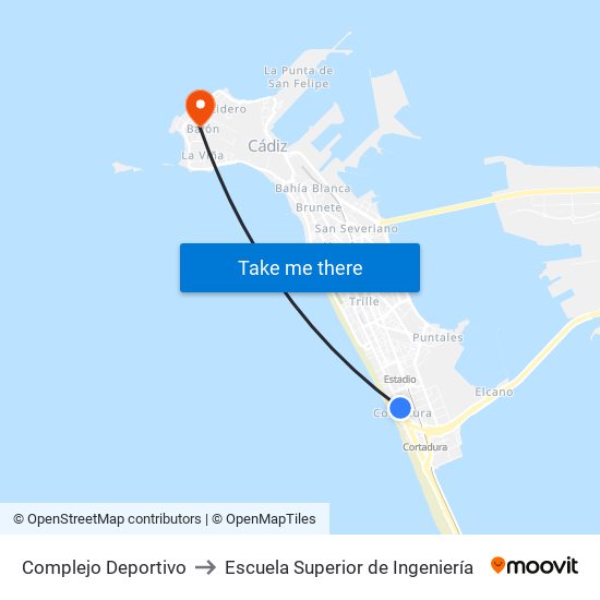 Complejo Deportivo to Escuela Superior de Ingeniería map