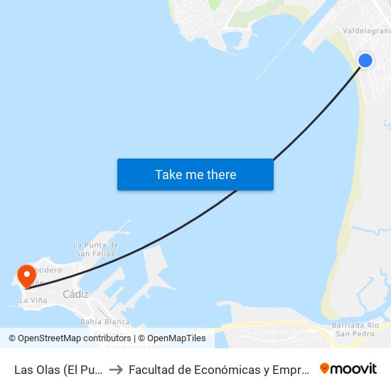 Las Olas (El Puerto) to Facultad de Económicas y Empresariales map