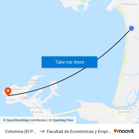 Colomina (El Puerto) to Facultad de Económicas y Empresariales map