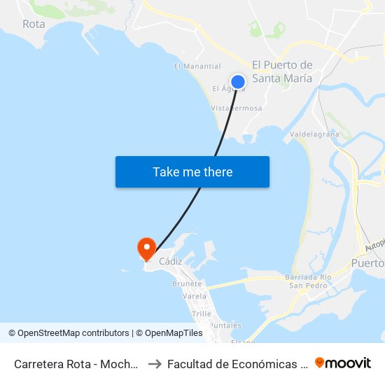 Carretera Rota - Mochuelo (El Puerto) to Facultad de Económicas y Empresariales map