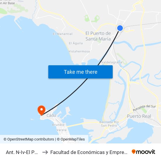 Ant. N-Iv-El Paseo to Facultad de Económicas y Empresariales map