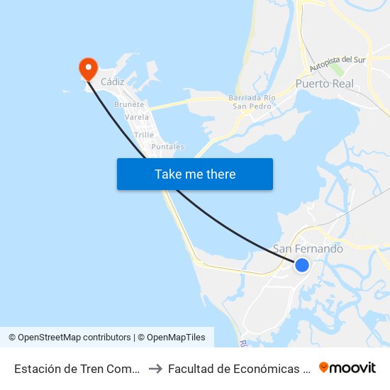 Estación de Tren Compañía de María to Facultad de Económicas y Empresariales map