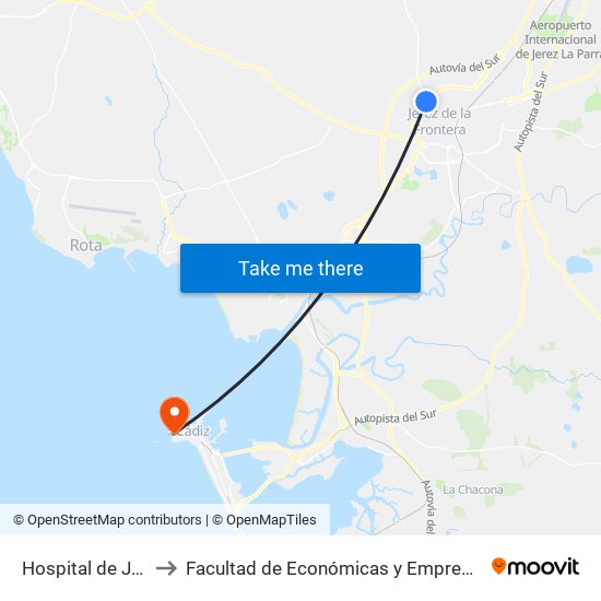 Hospital de Jerez to Facultad de Económicas y Empresariales map