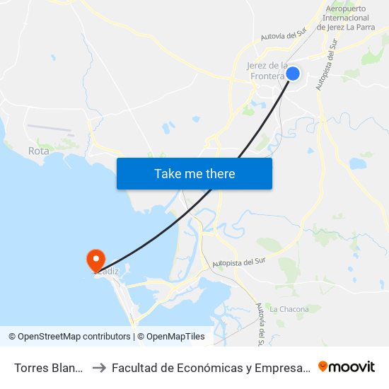 Torres Blancas to Facultad de Económicas y Empresariales map