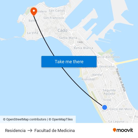 Residencia to Facultad de Medicina map