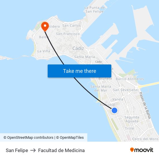 San Felipe to Facultad de Medicina map