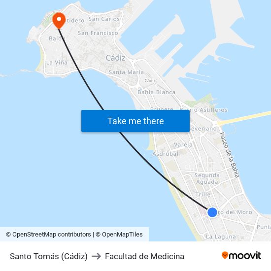 Santo Tomás (Cádiz) to Facultad de Medicina map