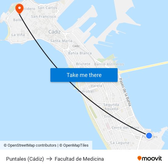 Puntales (Cádiz) to Facultad de Medicina map