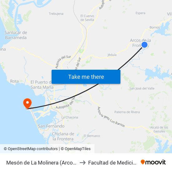 Mesón de La Molinera (Arcos) to Facultad de Medicina map