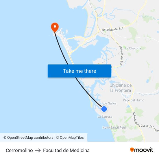 Cerromolino to Facultad de Medicina map