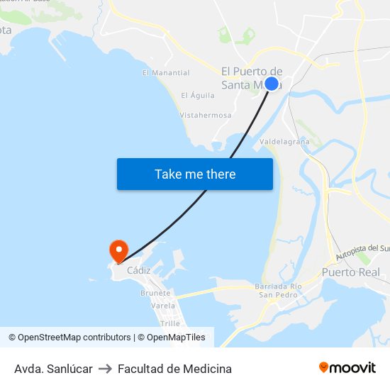 Avda. Sanlúcar to Facultad de Medicina map