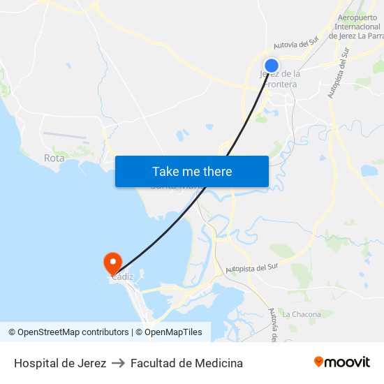 Hospital de Jerez to Facultad de Medicina map