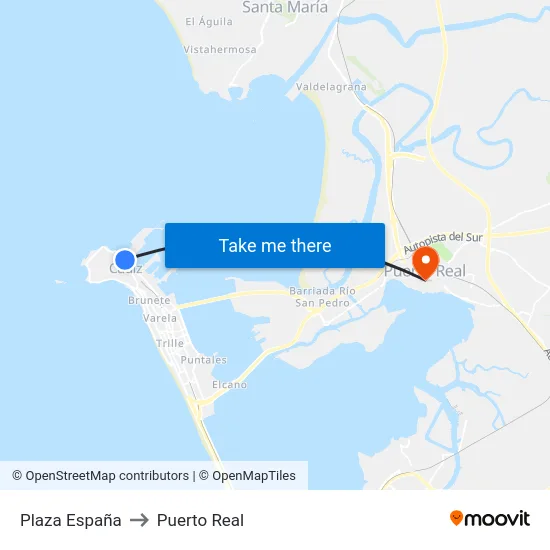 Plaza España to Puerto Real map