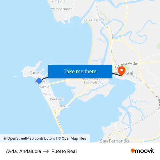 Avda. Andalucía to Puerto Real map