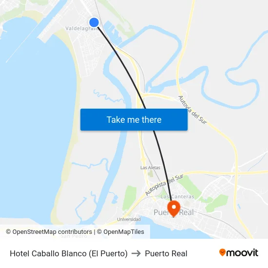 Hotel Caballo Blanco (El Puerto) to Puerto Real map