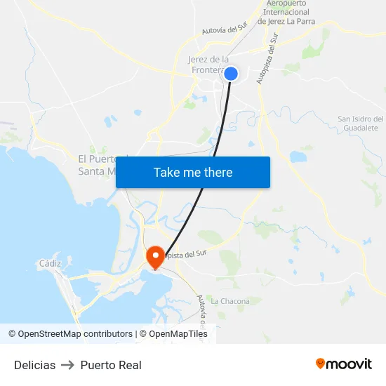 Delicias to Puerto Real map