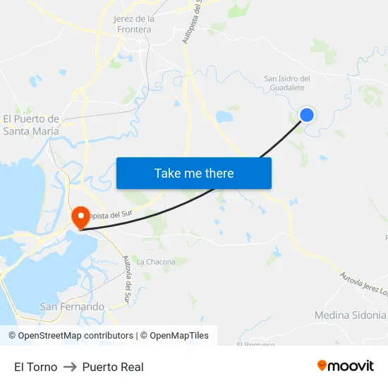 El Torno to Puerto Real map