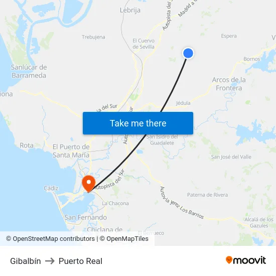 Gibalbín to Puerto Real map