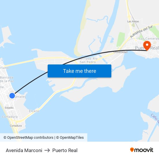 Avenida Marconi to Puerto Real map