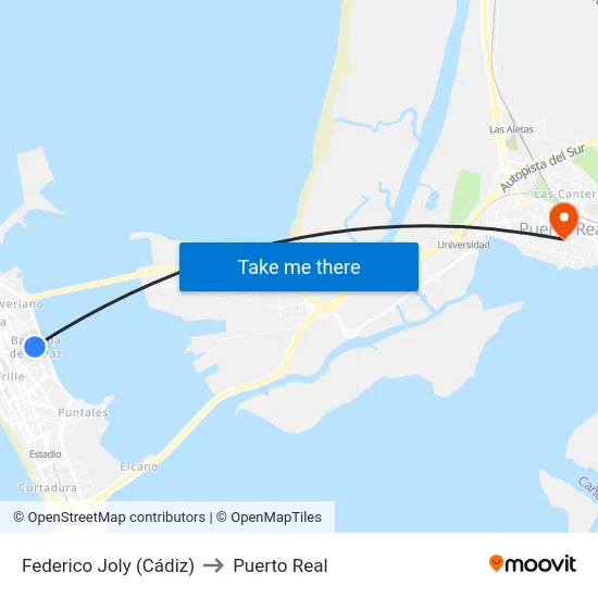 Federico Joly (Cádiz) to Puerto Real map