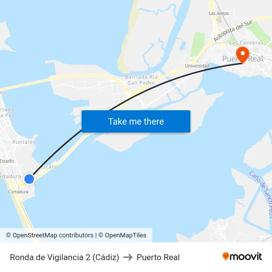 Ronda de Vigilancia 2 (Cádiz) to Puerto Real map