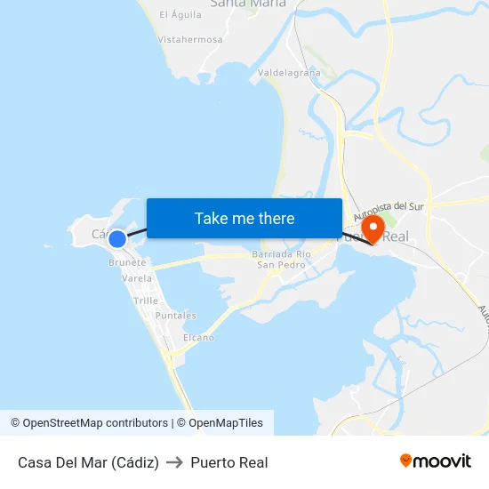 Casa Del Mar (Cádiz) to Puerto Real map