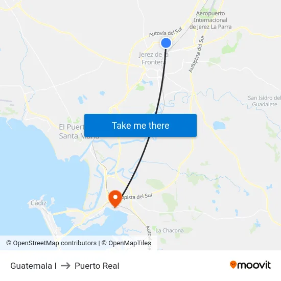 Guatemala I to Puerto Real map