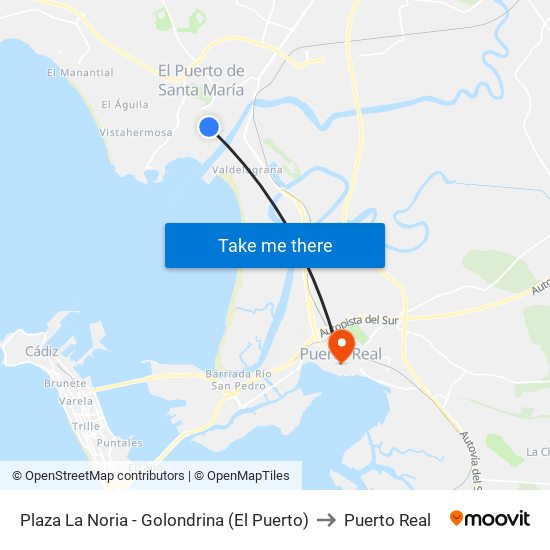 Plaza La Noria - Golondrina (El Puerto) to Puerto Real map