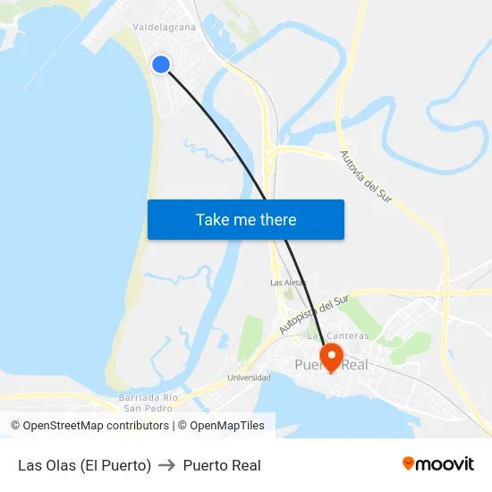 Las Olas (El Puerto) to Puerto Real map