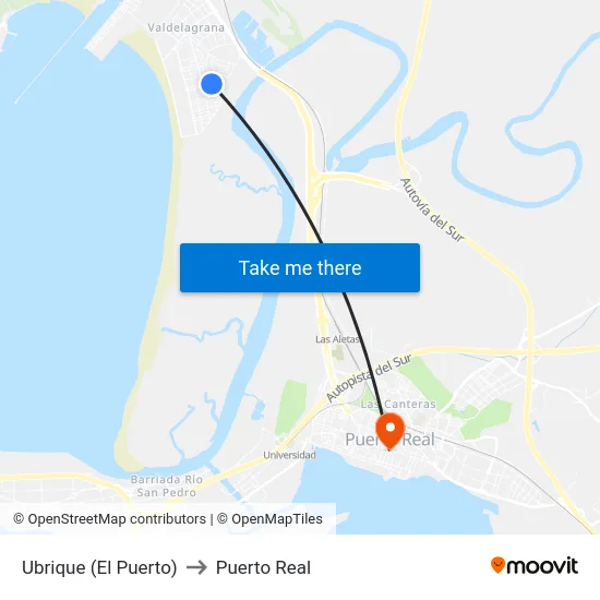 Ubrique (El Puerto) to Puerto Real map