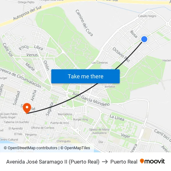 Avenida José Saramago II (Puerto Real) to Puerto Real map