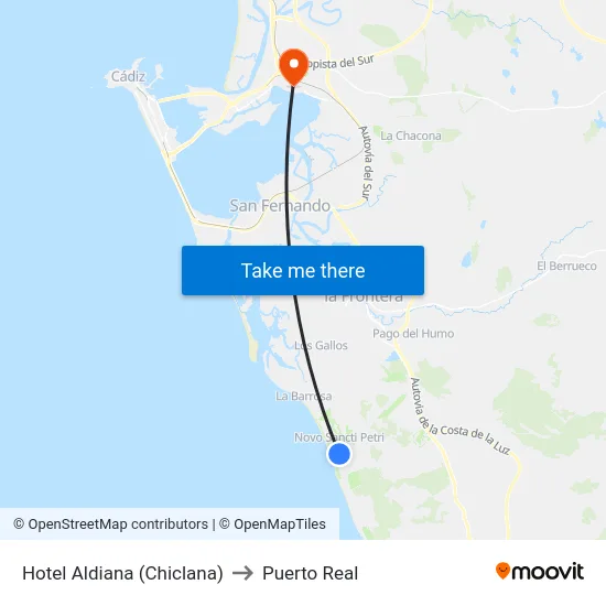 Hotel Aldiana (Chiclana) to Puerto Real map