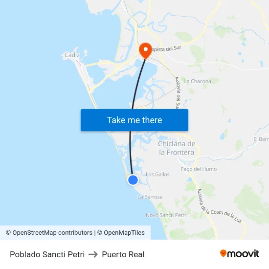 Poblado Sancti Petri to Puerto Real map