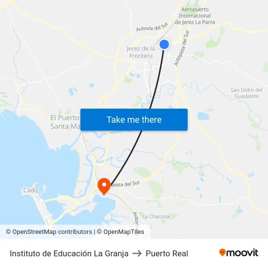 Instituto de Educación La Granja to Puerto Real map