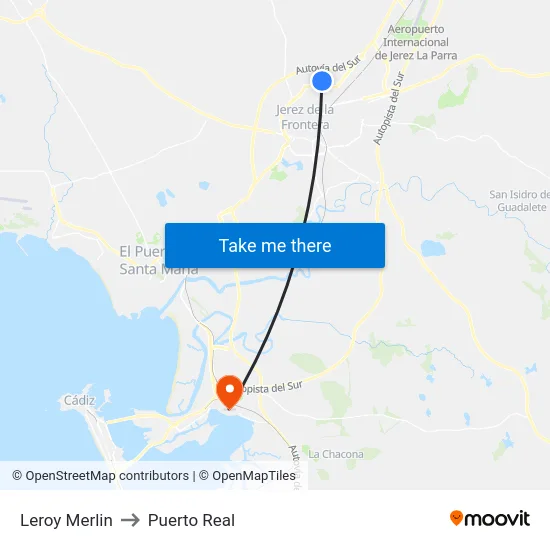 Leroy Merlin to Puerto Real map