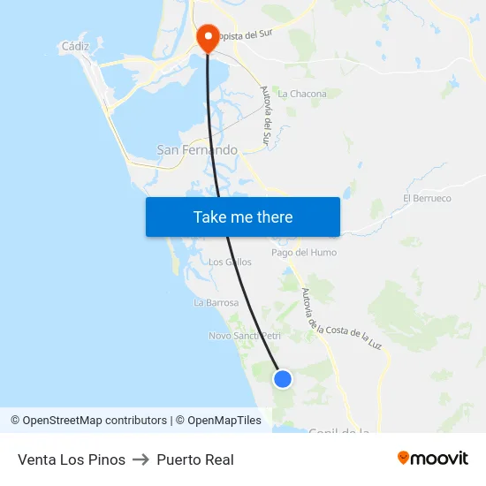 Venta Los Pinos to Puerto Real map