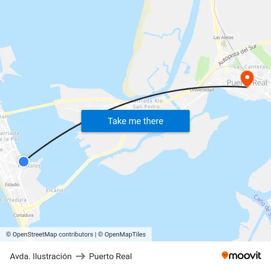 Avda. Ilustración to Puerto Real map