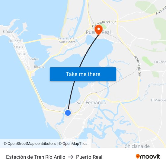 Estación de Tren Río Arillo to Puerto Real map