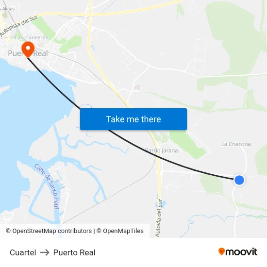 Cuartel to Puerto Real map